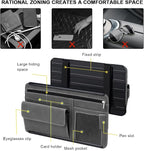 Car Sun Visor Organizer, Leather Sun Visor Pocket Organizer Case with Multi-Pocket Net Zipper, Suede Note Holder Car Visor Storage Pouch for Card Pen Sunglasses Document (Gray)