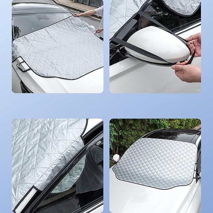 Car Front Windscreen Cover for Dodge RAM 1500 2019-2024 2025, Windshield Snow Cover Protector Heavy Duty Ultra Thick Snow Ice Frost Sun UV Dust Water Resistant