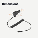 Fast-Charging Car Charger, 60W, 1 USB-C Port (30W), 1 USB-A Port, 1 Built-in Coiled USB-C Cable (30W), Black