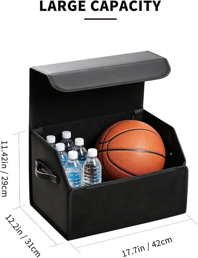 Leather Car Trunk Organizer,Durable Collapsible Adjustable Compartments Cargo Storage,AK-141