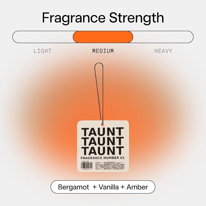 Air Freshener in 01 Taunt | Hanging Odor Eliminator for Cars, Closets & Drawers | Bergamot, Vanilla & Amber | Vegan, Non-Toxic, Cruelty-Free