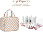 Hanging Toiletry Bag for Women Travel Makeup Bag Organizer Toiletries Bag for Travel Size Essentials Accessories Cosmetics (Light Checkerboard (Medium))