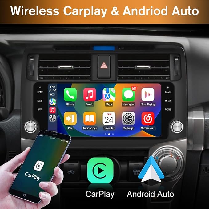 Car Radio Stereo Android 13 for Toyota 4runner 2010-2022 with GPS Navigation CarPlay Android Auto