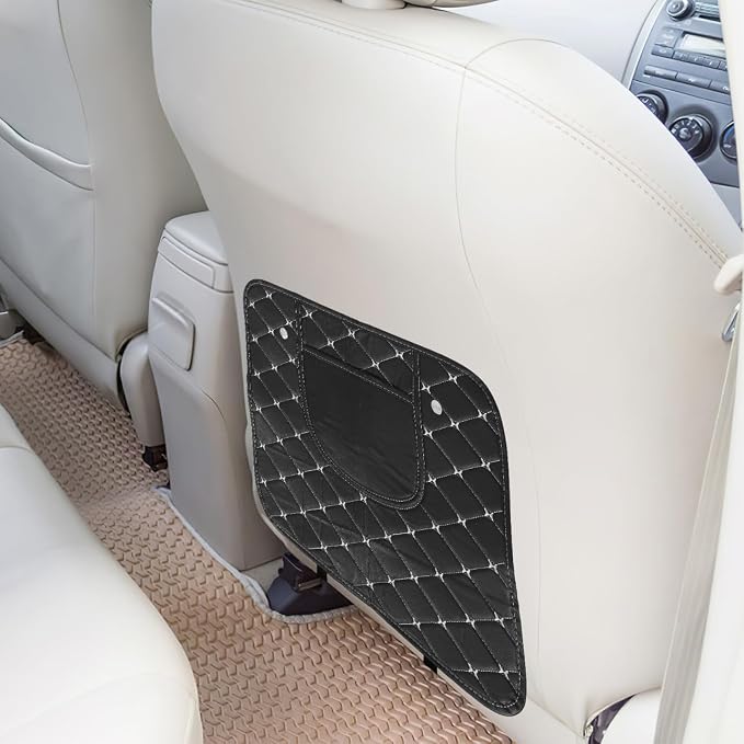 Car Seat Back Protector Durable Kick Mat with Built Storage Bag Backseat Organizer for Cars Comfortable Protection from Dirt Scratches for Family Travel