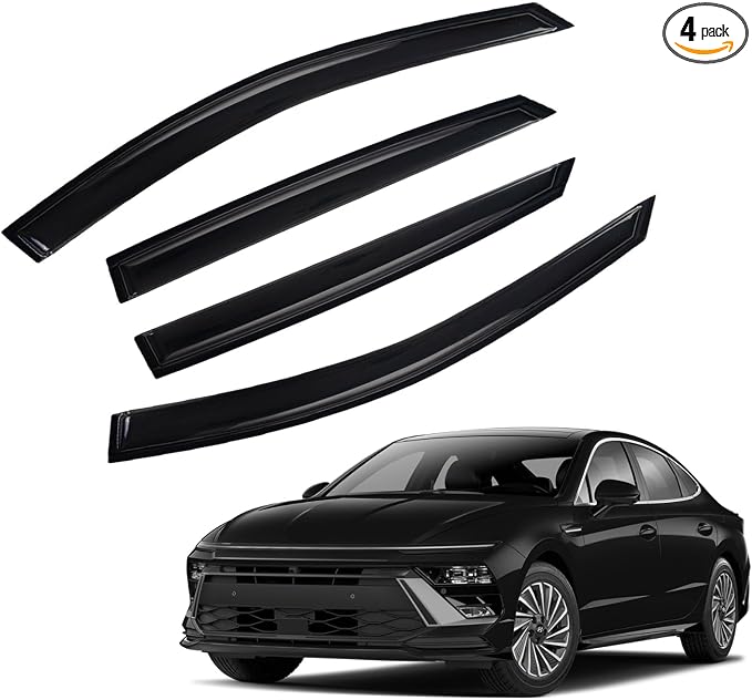 Rain Guards Compatible with 2020-2024 Hyundai Sonata Front+Rear Smoke Tint Tape-On Side Window Visor Wind Deflector Vent Visors Car Accessories 4pcs
