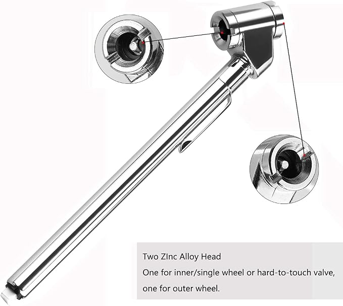 CZC AUTO Tire Pressure Gauge Heavy Duty Dual Head Mechanical Air Gauge Stainless Steel Stem for Car RV ATV Truck Motorcycle Bike, 10-120PSI (5 Pack)