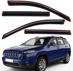 Extra Durable Clip-on in-Channel Auto Vent Window Visor, Fits 2014-2023 Jeep Cherokee, UV Protection Rain Guard, Original Wind Deflector, No-Drill Easy Install, Dark Smoke, 4-Pcs