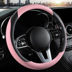 Car Steering Wheel Cover, Microfiber Leather Steering Wheel Cover Universal Fit 14.5-15 inch Anti-Slip Comfortable Breathable Car Wheel Protector for Men Women,Pink