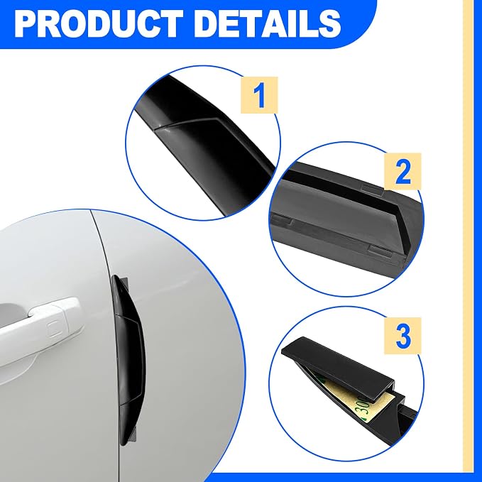 Set of 4 Pieces Universal Car Door Edge Guards Heavy Duty Anti-Collision Strips with Self-Adhesive Door Protector for Cars SUVs Trucks Black