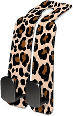 Car Seat Headrest Hook, Universal Leather Cute Hanger Holder Hook, Storage Organizer Interior Accessories for Purse Bags Handbag Luxury Leopard Red