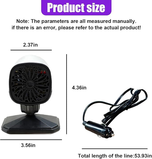 12V 150W Portable Car Heater, Fast Demisting Defroster Car Fan Windshield Defroster, 360° Rotary Auto Heater and Cooler That Plugs into Cigarette Lighter for Sedan SUV (White)