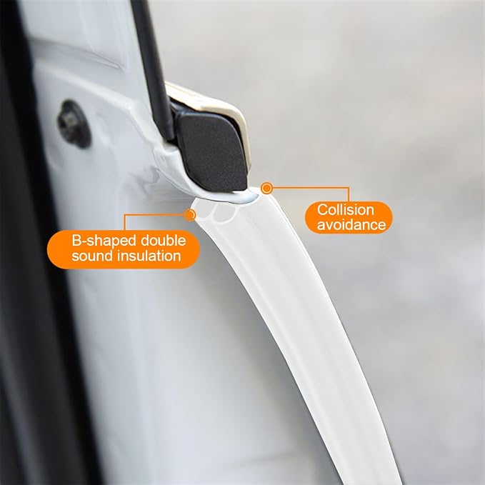 Car Door Rubber Seal Strip, 32.8Ft Self Adhesive Weather Stripping Automotive Edge Trim, Weatherstrip Soundproof Vehicle Tailgate Window Sealing Cover, Universal for SUV RV Truck (White)