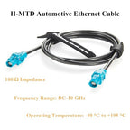 Rosenberger E6K10A-1CAZ5-Z H-MTD Vehicle Automotive Ethernet Cable 10Gbps 100/1000BASE-T1 H-MTD Female to Female Shielded LCA-101-1000-Z-Z Cable for ADAS, Telematics, Autonomous Driving (5M/16.4FT)