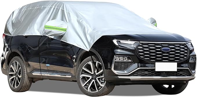 Hrozny Half Car Cover, Car Windshield Cover for Ice and Snow with Reflective Straps, Car Snow Cover Universal Fit for Most Cars (SUV)
