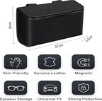 Universal Car Sunglasses Holder for Sun Visor, Premium Magnetic Leather Eyeglass Hanger Clip & Visor Organizer, Large Capacity Car Interior Accessories Fit for Women Men Orange