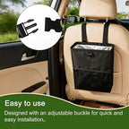 Car Trash Can, 3.4 Gallons Leak-Proof Hanging Trash Bin with Hook and Loop Lid and Handle, Multipurpose Car Organizer with Storage Pockets for SUV, Truck, RV and Camping