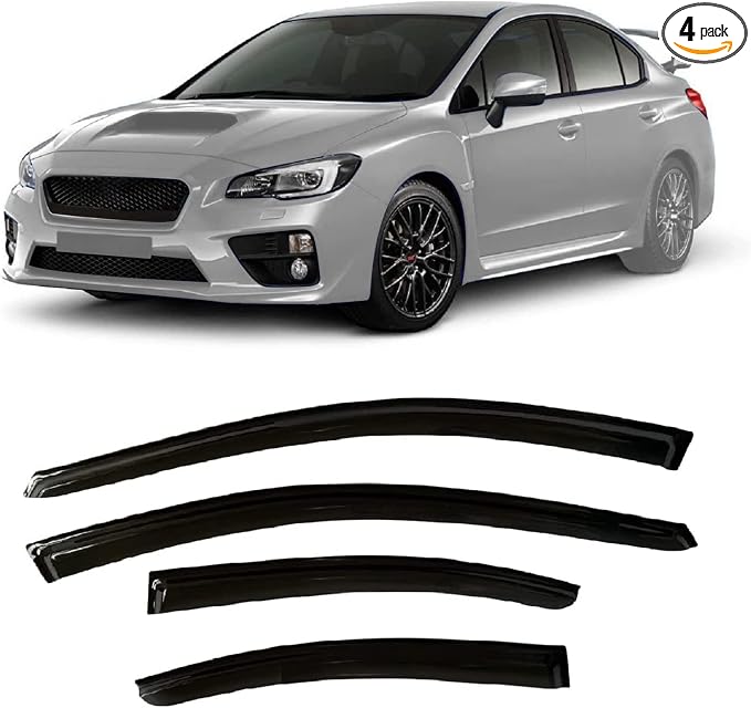 Tape-On Rain Guard 4-Piece for 2015-2021 Subaru WRX Windows Visor Shield Shade Smoke 1521WRX