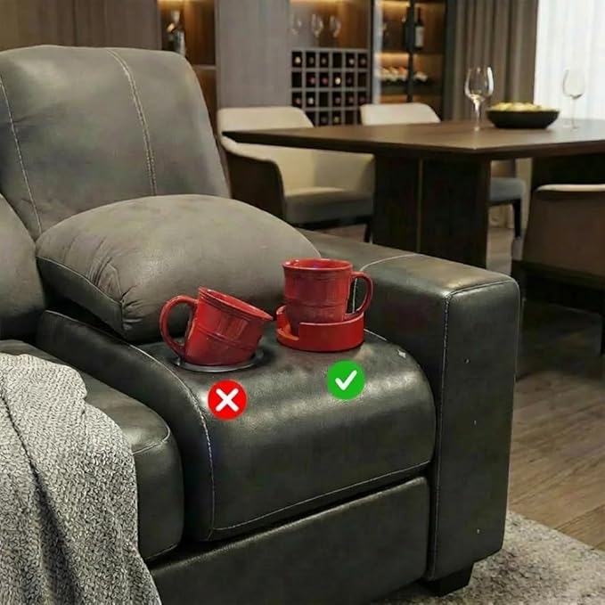 Couch Cup Holder Adapter – Universal Sofa Drink Expander for Large Mugs, Tumblers & Bottles – Spill-Proof Recliner Caddy for Living Room, RV & Boat (Red, Base 89MM(3.5IN))