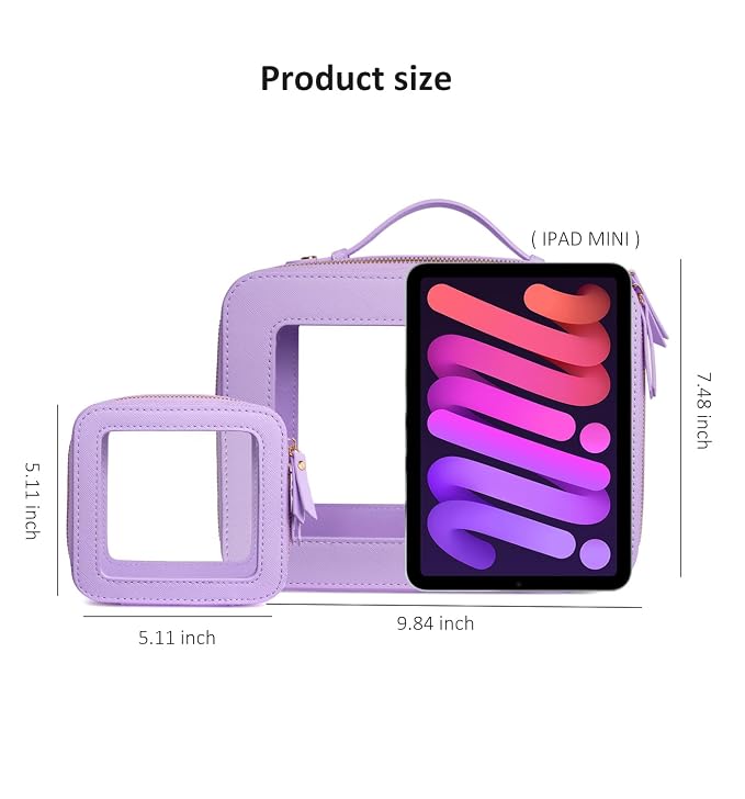 Clear Sunscreen Makeup Bag Organizer,Travel Toiletry Bag Cosmetic Case for Women,Portable Beach Make Up Skincare Pouch Car Organizer Bag with Zippers for Essentials(Large-Purple)