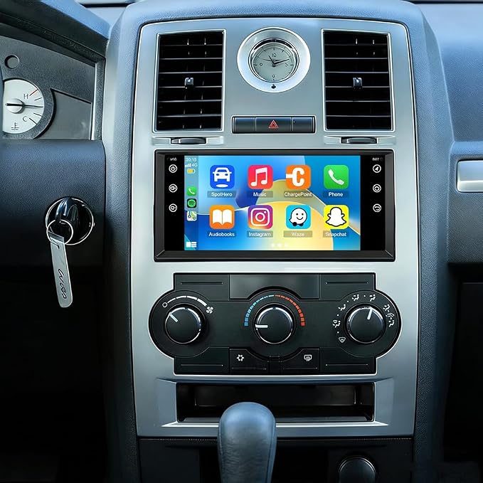 Double Din Car Stereo Radio for Chrysler 300 300C 2007-2010 Support Carplay&Android Auto,7 inch HD Touchscreen Double Din Radio with Bluetooth, Car Audio Receivers, Camera, MirrorLink, FM Radio