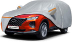 Car Cover for 2006-2026 Hyundai Santa Fe, Waterproof Custom-fit Sun Rain Dust Snow All Weather Protection Windproof Outdoor Full Car Cover with Cotton Lining and Door Zipper-Grey