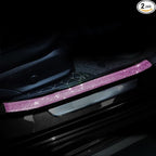 Car Door Sill Protector with Bling Rhinestones 2PCS Door Edge Guard Scuff Cover Protectors Anti-Scratch Strip Sticker Bumper Protector for Truck Car 2.75"x23.62" (Pink)