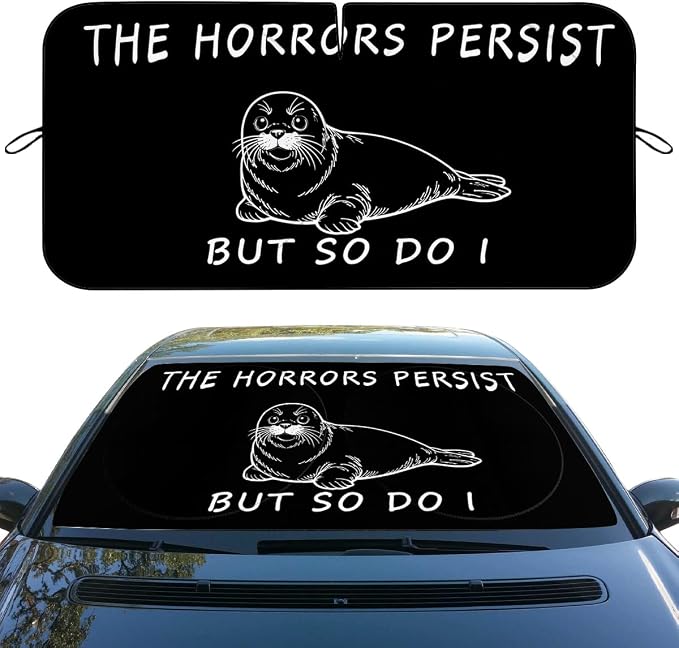Dark Humor Car Window Sun Shield Funny Cartoon Animals Sarcastic Quote Front Window Sun Shade Blocks UV Rays Sun Visor Protector for Car Sedan Truck SUV Accessories 59" L x 31.5" W