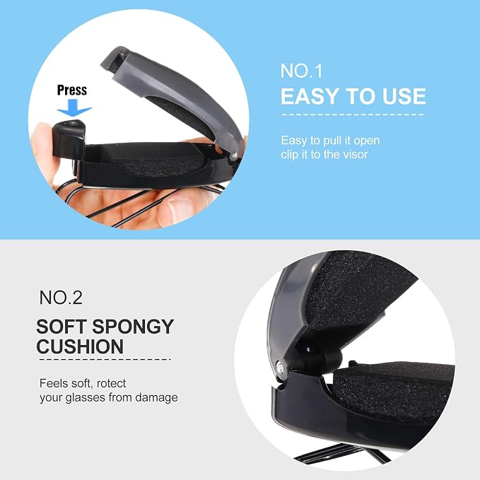 10 Pieces Auto Car Vehicle Sun Visor Clip Holder for Sunglasses Glasses Holder Hanger Eyeglasses Mount Ticket Card Clip Car Accessories(Gray)