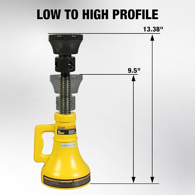 5 Ton Professional Car Support Screw Jack for House Construction Bridge Stabilization, Yellow (10,000 LBs)