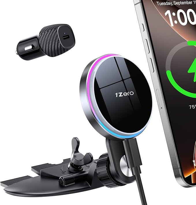 for MagSafe CD Car Mount Charger, Ultra Magnetic Phone Holder for CD Slot Charging, Fast Wireless Car Charger Mount Fit for iPhone 17 16 15 14 13 12 Pro Max Plus Mini (for Qi Charging)