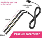 Car LED Strip Light, 24 LEDs RGB Neon Interior Atmosphere Lights, 12V Under Dash Ambient Night Light, USB Port Auto Interior Decorative Lamp, Universal Car Accessories (Red)