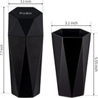 Car Trash Can with Lid, Diamond Design Small Automatic Portable Trash Can, Easy to Clean, Used in Car Home Office Interior Accessories, 2PCS (Black)