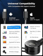 Retractable Car Charger, Small iPhone Car Charger Fast Charging, Car Phone Charger with USB C and Apple Cord, Car Charger Adapter Compatible with iPhone 17/16/15/14/13 Samsung Galaxy and More