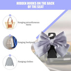 2PCS Car Seat Headrest Hook, Cute Bow Stylish Seat Back Purse Handbag Hanger Organizer, Multi-Purpose Auto Backseat Storage Hook Holder for Umbrella Coat Bag, Universal Fit (Purple)
