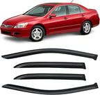 Window Visor for 2003-2007 Honda Accord, Out-Channel Rain Guards Shields Vent Deflector Shade Wind Dark Smoke 2004 2005 2006 03 04 05 06 07, Tape-On Outside-Mount, 4PCS