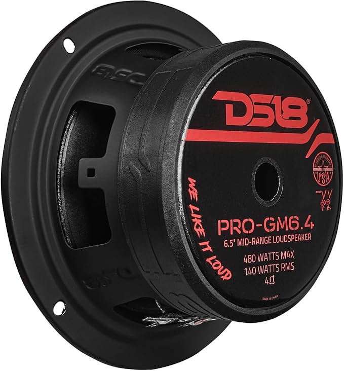 PRO-GM6.4 Loudspeaker - 6.5", Midrange, Black Steel Basket, 480W Max, 140W RMS, 4 Ohms - Premium Quality Audio Door Speakers for Car or Truck Stereo Sound System (1 Speaker)