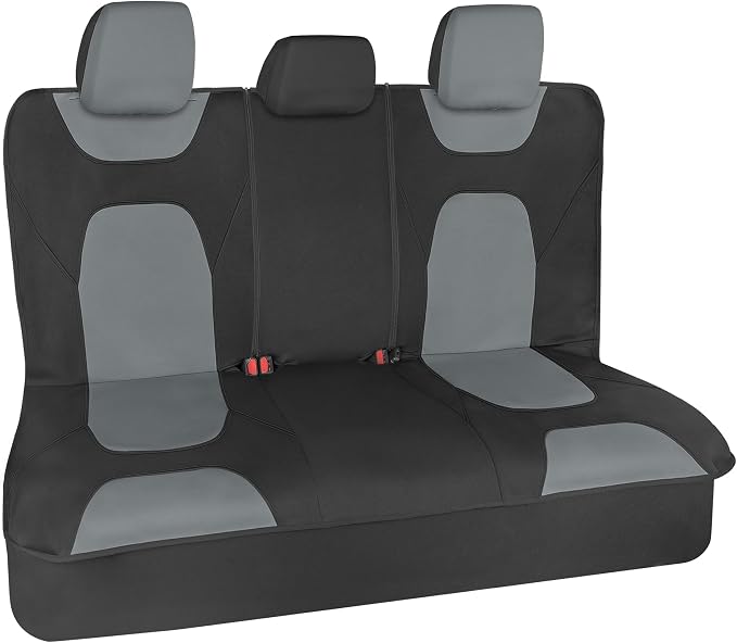 Waterproof Car Seat Covers Full Set – Black & Gray Seat Covers for Car Front & 60/40 Split Back Bench - Carseat Cover for Trucks, SUV - Universal Fit for Most Regular Size Vehicles