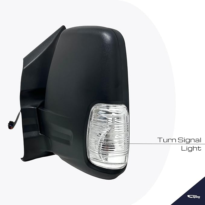 Driver Side Mirror for 2020-2023 Ford Transit 150 250 350 Short Arm with Power Folding Blind Spot Monitoring BSM Turn Signal Textured Black 10 Pins Left FO1320654