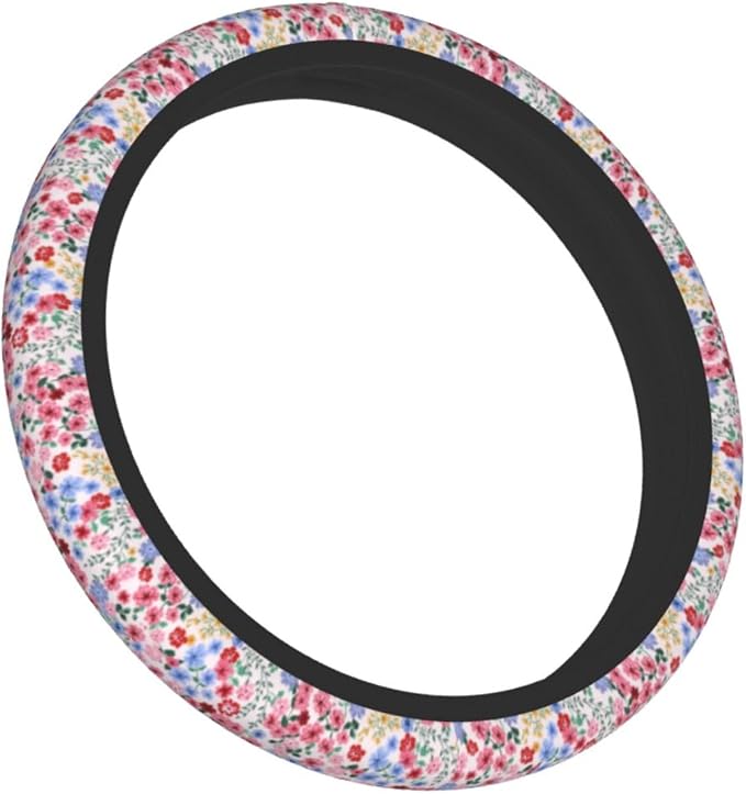 Millefleurs Different Flowers Pink Steering Wheel Cover Car Accessories Cute for Women Girls Girly Universal 15 Inch Neoprene Auto Interior Decor Anti Slip Car Truck Protector