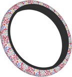 Millefleurs Different Flowers Pink Steering Wheel Cover Car Accessories Cute for Women Girls Girly Universal 15 Inch Neoprene Auto Interior Decor Anti Slip Car Truck Protector