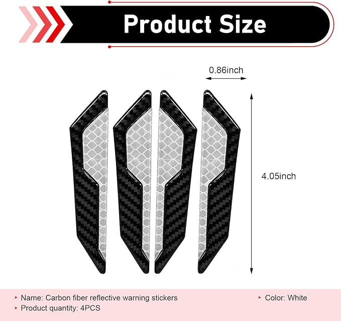 4 PCS Car Door Edge Guard Sticker, Reflective Safety Warning Car Door Protective Strips, Thickened Anti-collision Paint Protector, Universal for Most Vehicles (White)