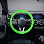 Car Silicone Steering Wheel Cover, Soft Anti-Slip Auto Steering Wheel Protector Fit 14 Inch, Universal Vehicle Interior Accessories for Cars, SUVs, Trucks, and Vans (Green)
