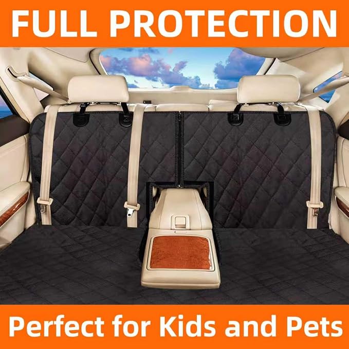 Dog Car Seat Cover for Back Seat, Waterproof Car Seat Protector, Non-Slip Backseat Cover for Dogs in Car, Armrest Compatible, Fits Most Cars SUVs & Trucks