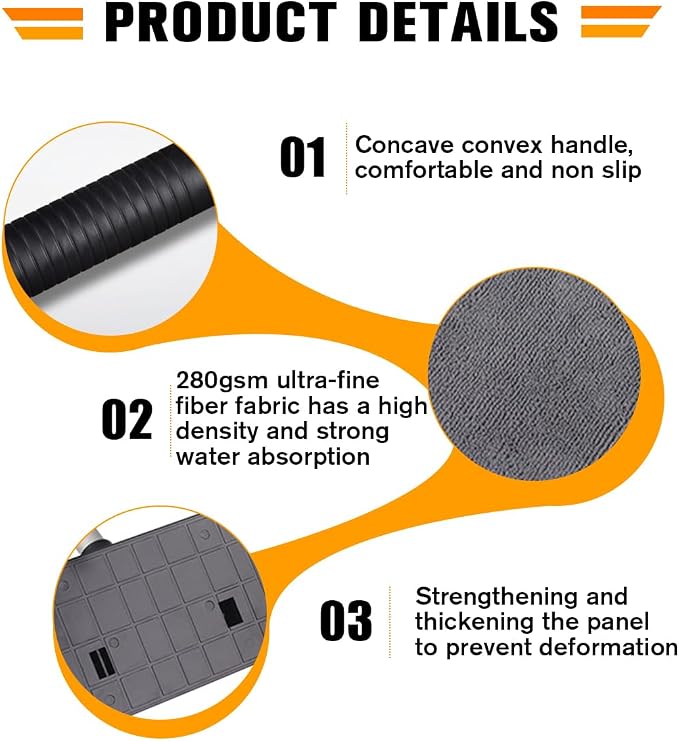 Car Windshield Cleaner Tool, Extendable Handle Triangle Vehicle Window Cleaner with 3 Washable and Reusable Microfiber Pads, Auto Windscreen Cleaning Tool, Universal Fit