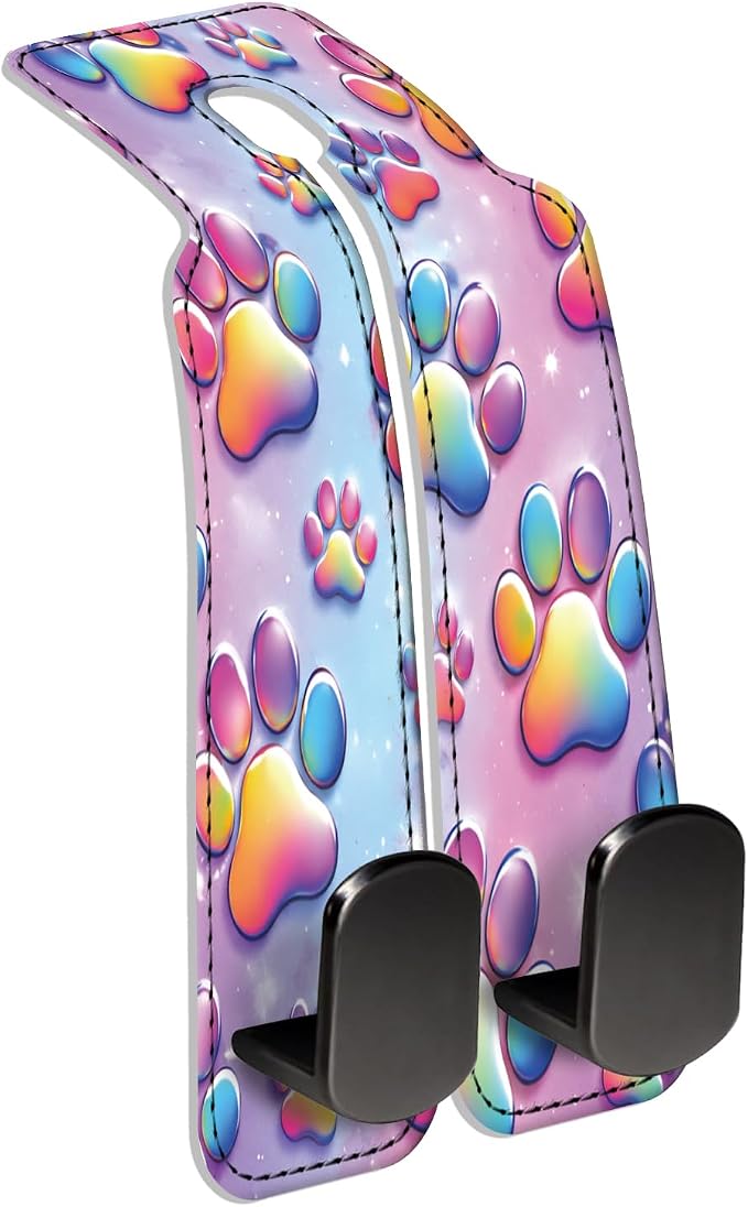 Car Seat Back Storage Hook, Funny Car Purse Hook, Cute Vehicle Storage Organizer for Purses Handbags Cute Pastel Paw