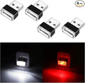 4 PCS USB LED Car Interior Atmosphere Lamp, Portable Mini LED Night Light, Plug-in USB Interface Trunk Ambient Lighting Kit, Universal Car Interior Accessories (White, Red)