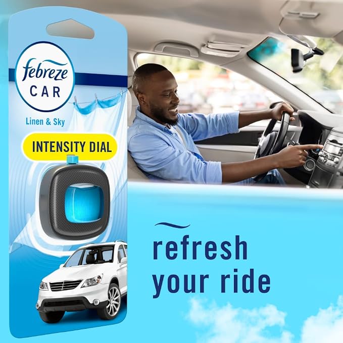Car Air Freshener, Odor-Fighting Automotive Vent Clip, Linen & Sky Scent, 3 Count