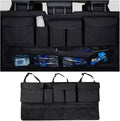 Mandark Car Trunk Organizer, Super Capacity Vehicle Hanging Backseat Cargo Storage Bag with Robust Elastic Net, Detachable Auto Seat Back Organizing Bag, Universal for SUV, Truck, RV（Black/Black）