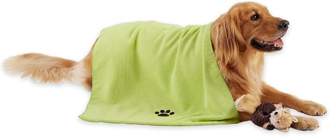 Pet Grooming Microfiber Towel, Embroidered Collection, X-Large,41x23.5, Lettuce Green