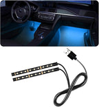 Car LED Strip Light, 24 LED RGB Auto Under Dash Interior Atmosphere Lights, USB Vehicle Decorative Lamp Ambient Night Light Strip, Lighting Kit Car Accessories (Ice Blue)